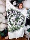 Waxahachie Indians Vintage Mascot Sherpa Blanket in White