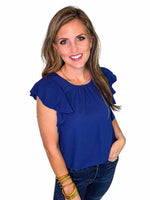 Woven Air Flow Flutter Sleeve Top
