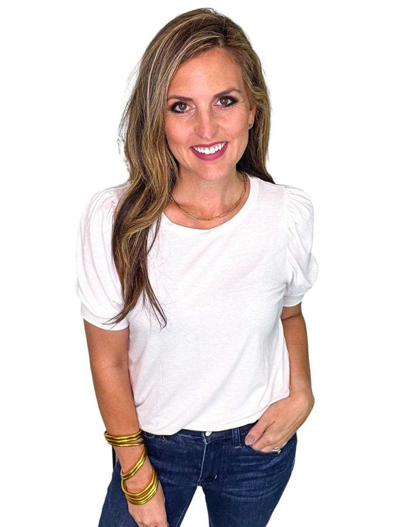 Round Neck Puff Short Sleeve Top