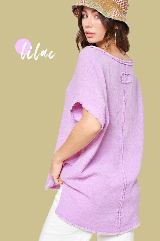 V-Neck Gauze Top