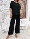 Contrast Trim Top and Pants Set