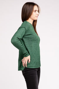 Hi-Low Hem Round Neck Sweater