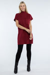 Mock Neck Short Sleeve Sweater Dress