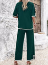 Contrast Trim Top and Pants Set