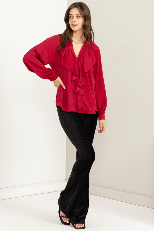 Long Sleeve Ruffle Blouse DEAL