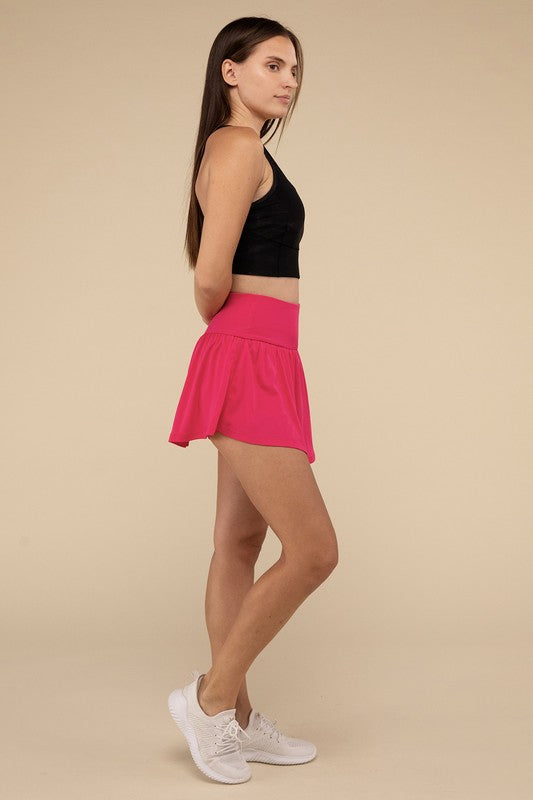 Wide Band Tennis Skirt with Zippered Back Pocket – Turquoise