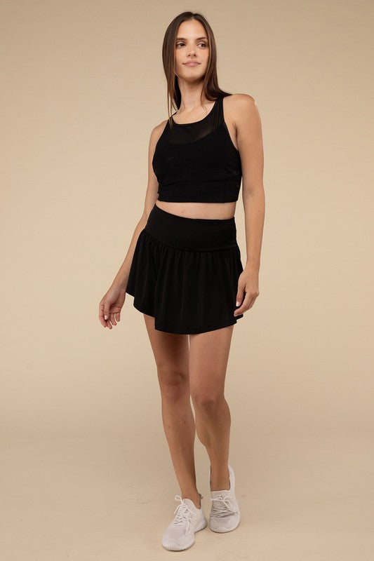 Wide Band Tennis Skirt with Zippered Back Pocket – Turquoise