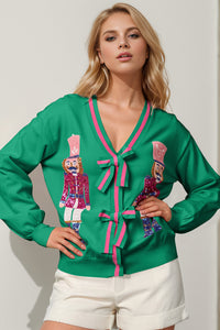 Sequin Nutcracker Bow Cardigan