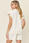 Texture Ruffle Sleeve Top and Shorts Set