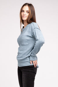 Hi-Low Hem Round Neck Sweater