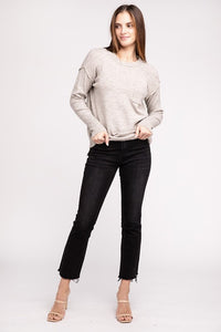 Hi-Low Hem Round Neck Sweater