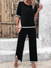 Contrast Trim Top and Pants Set