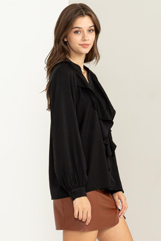 Long Sleeve Ruffle Blouse DEAL