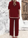 Contrast Trim Top and Pants Set