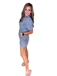 Short Sleeve Denim Romper