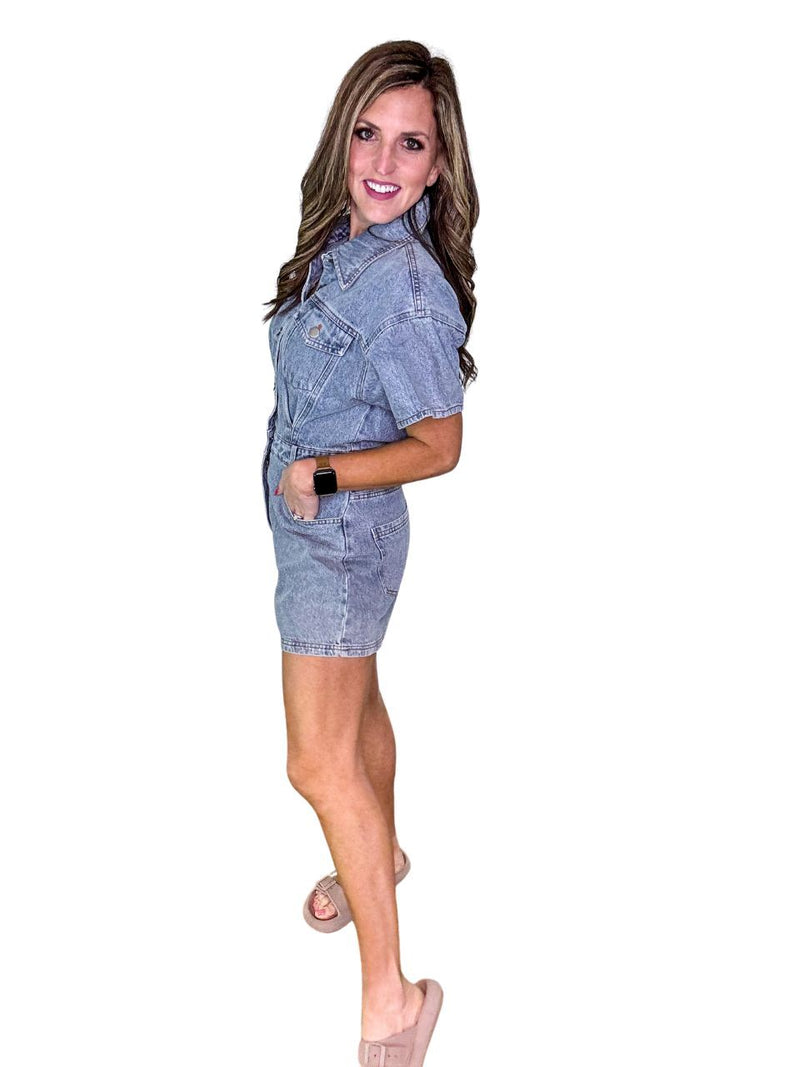 Short Sleeve Denim Romper