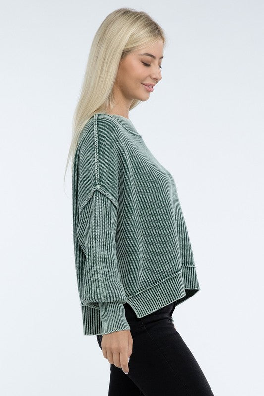 Vintage Washed Side Slit Sweater