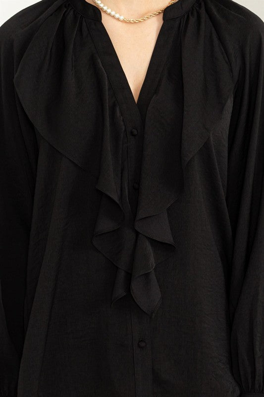 Long Sleeve Ruffle Blouse DEAL