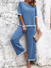 Contrast Trim Top and Pants Set