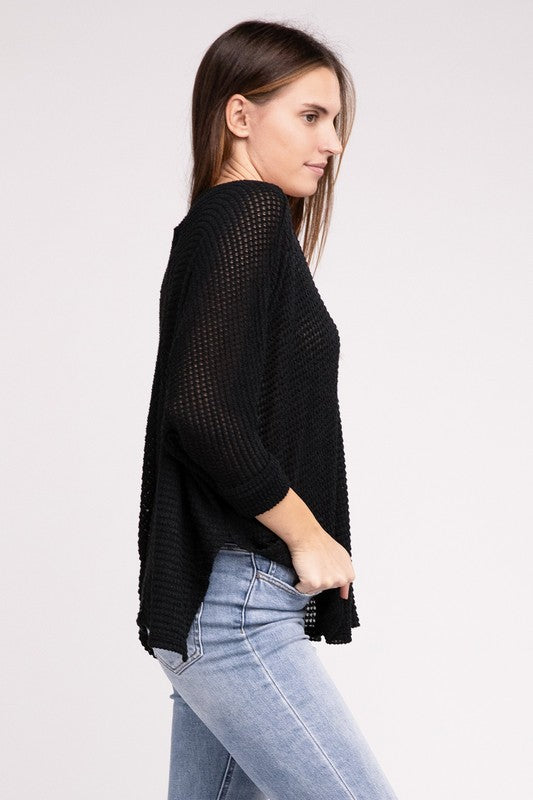 3/4 Length Textured Top