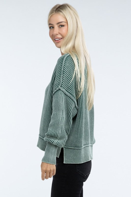 Vintage Washed Side Slit Sweater