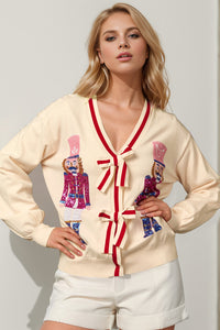 Sequin Nutcracker Bow Cardigan