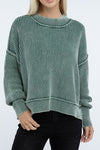 Vintage Washed Side Slit Sweater