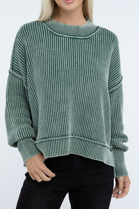 Vintage Washed Side Slit Sweater