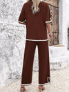 Contrast Trim Top and Pants Set