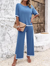 Contrast Trim Top and Pants Set