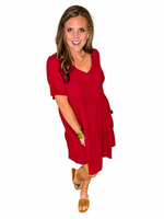 V-Neck Short Sleeve Tiered Dress