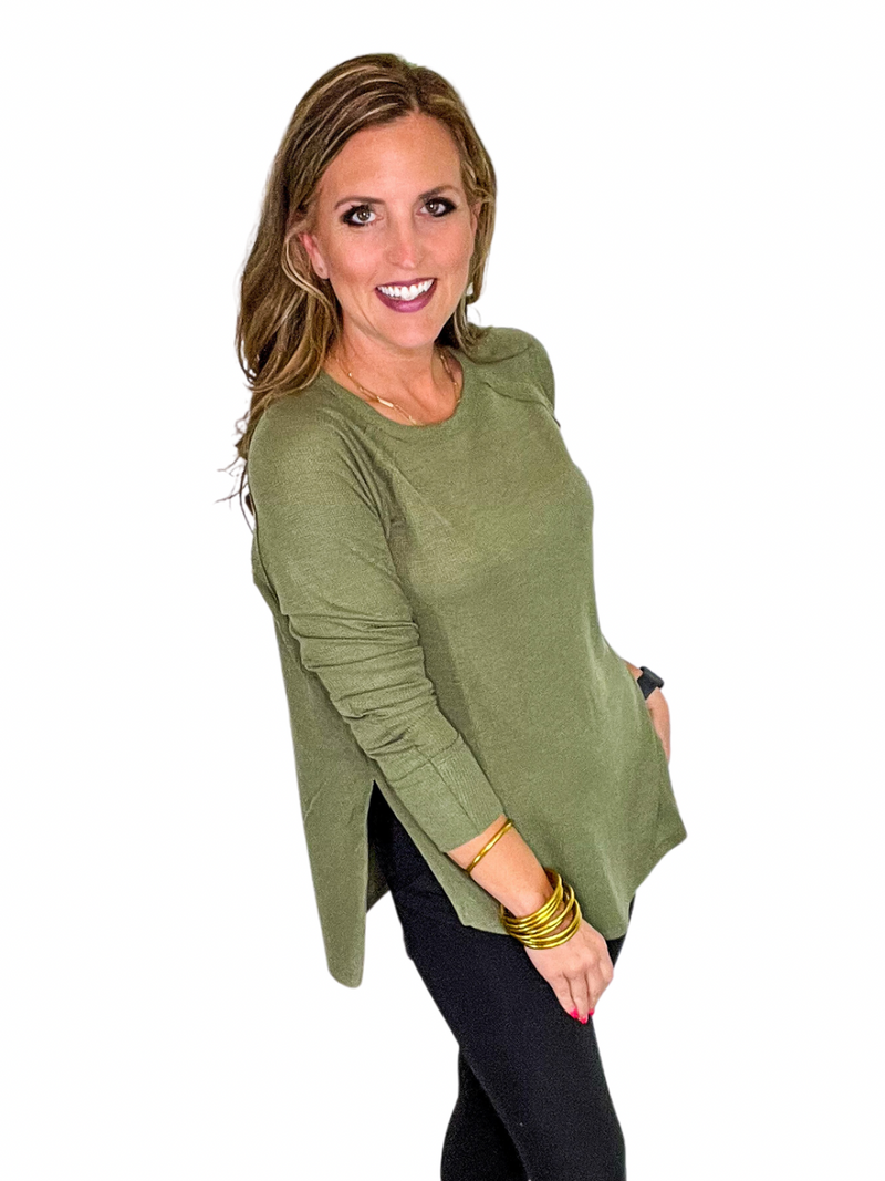 Long Sleeve Side Slit Top