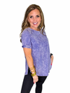 French Terry Acid Wash Short Sleeve Pullover