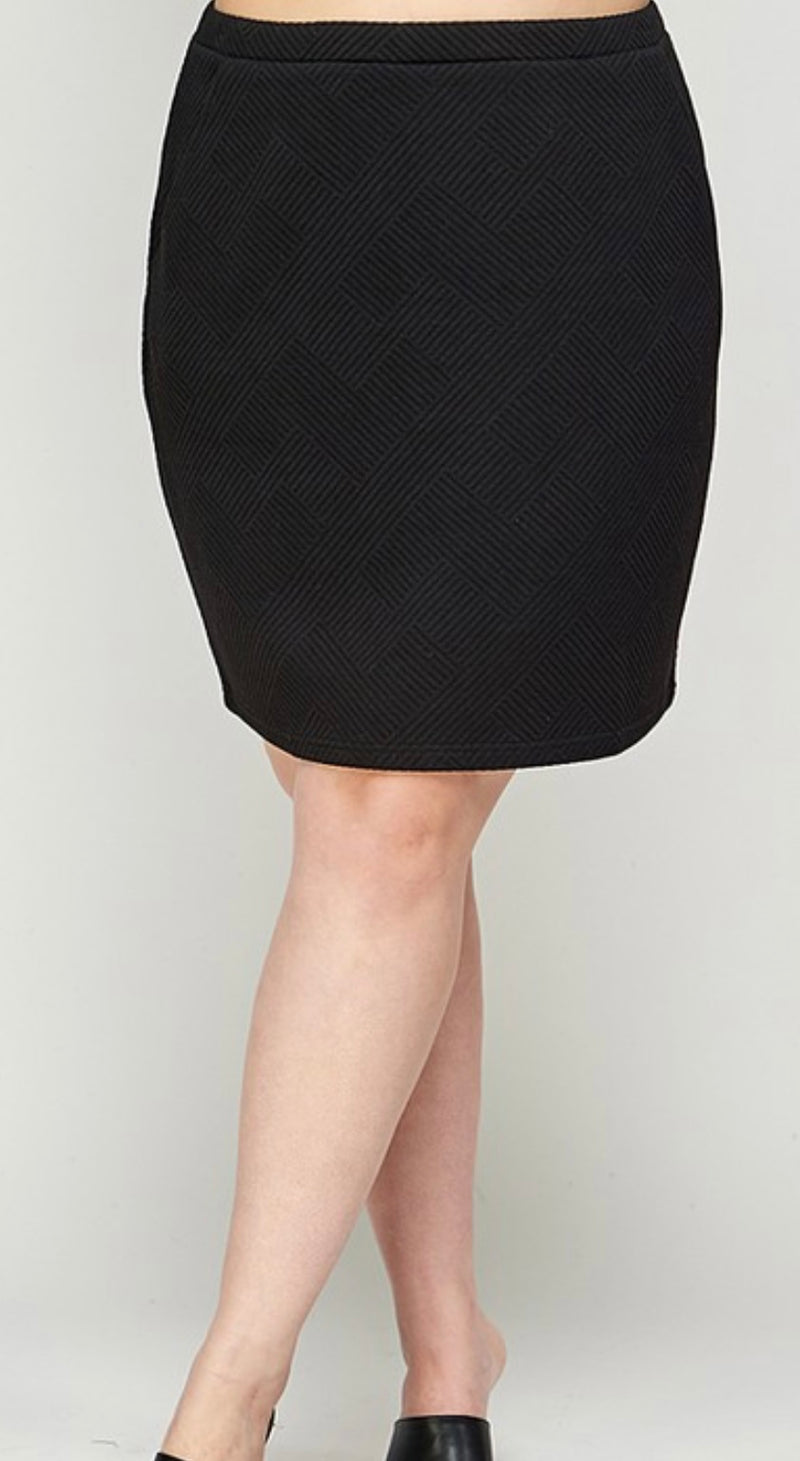 Plus Textured Skirt in Black