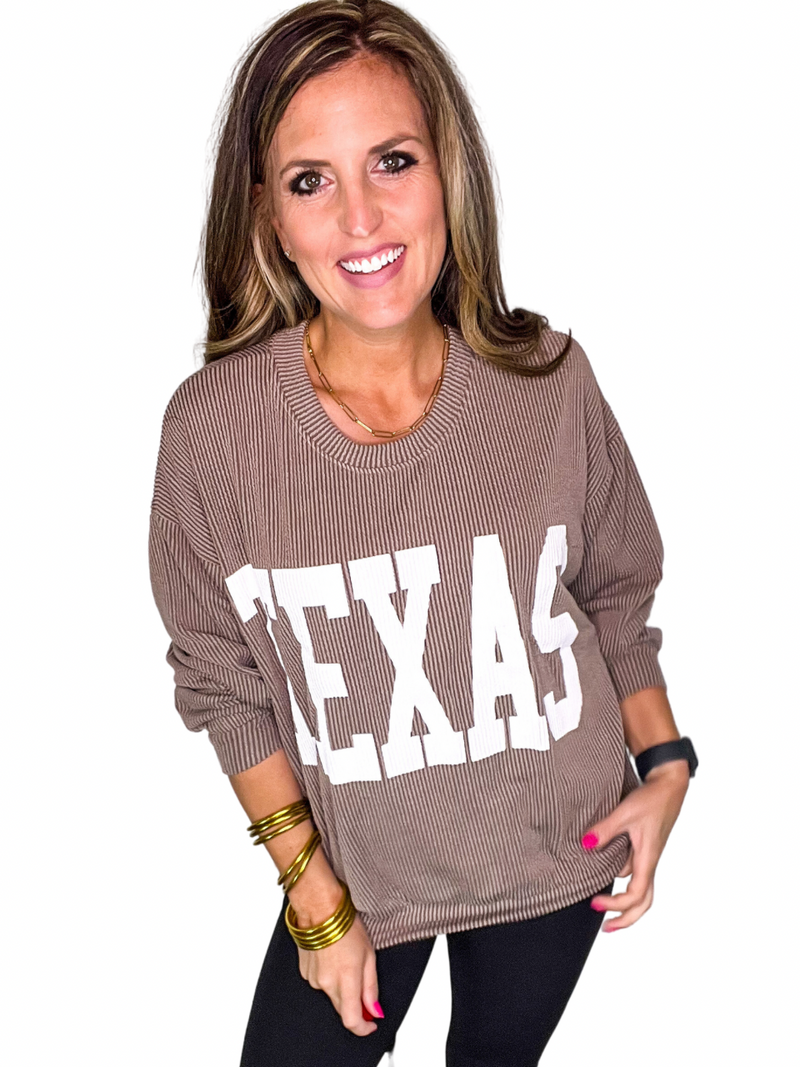 Corded Texas Pullover in Mocha