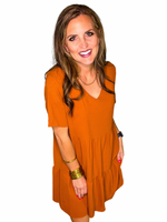 V-Neck Short Sleeve Tiered Dress