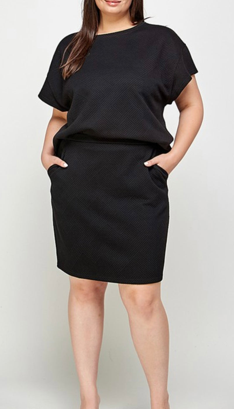 Plus Textured Skirt in Black