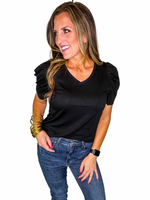 V-Neck Puff Sleeve Tee