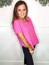 Side Slit Top in Fuchsia Pink