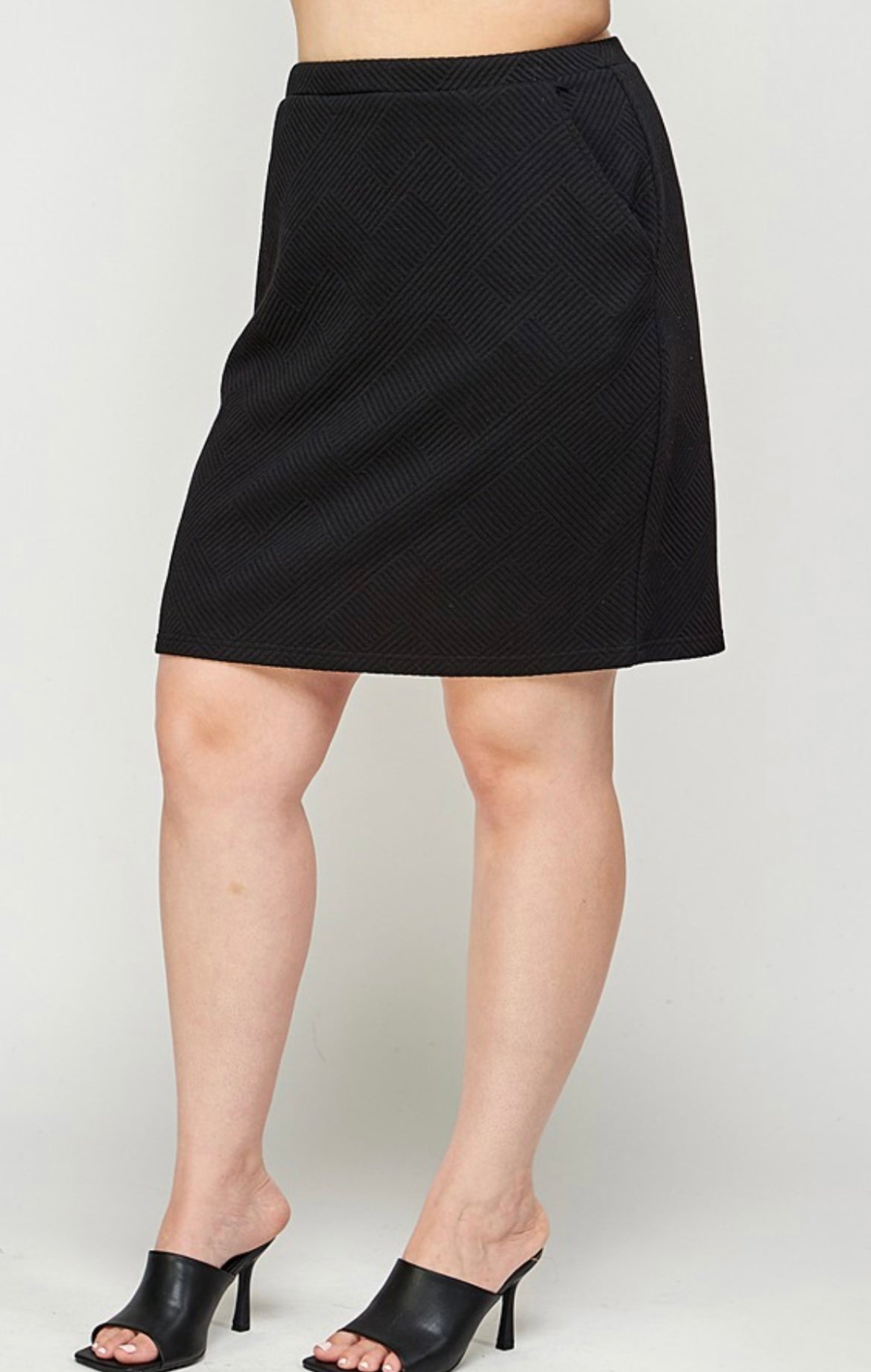 Plus Textured Skirt in Black