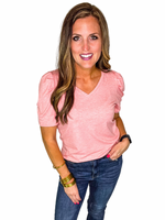 V-Neck Puff Sleeve Tee