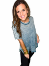 Washed Waffle Short Sleeve Top