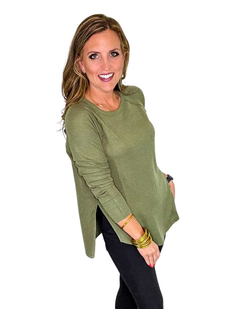 Long Sleeve Side Slit Sleeve Top