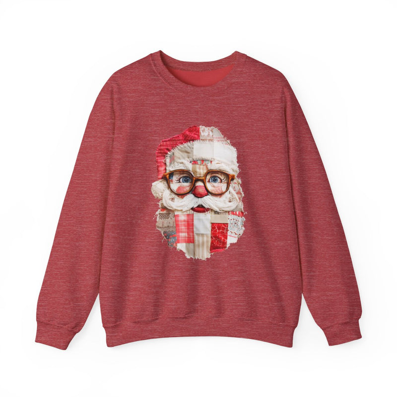 QUILTED SANTA SWEATSHIRT IN HEATHER RED
