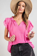 Tiered Ruffle Sleeve Blouse