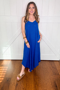 Zenana Spaghetti Strap Maxi Dress in Blue