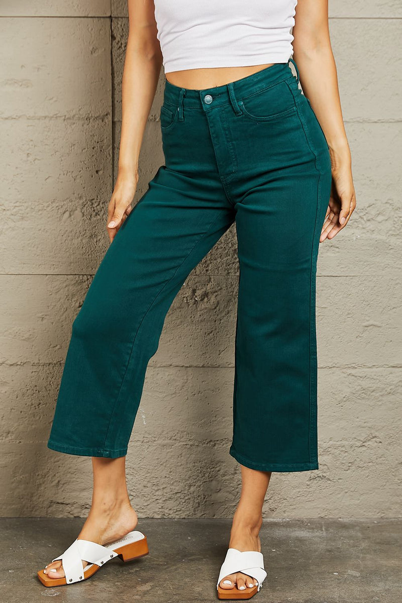 Judy Blue Tummy Control Cropped Wide Leg Jeans