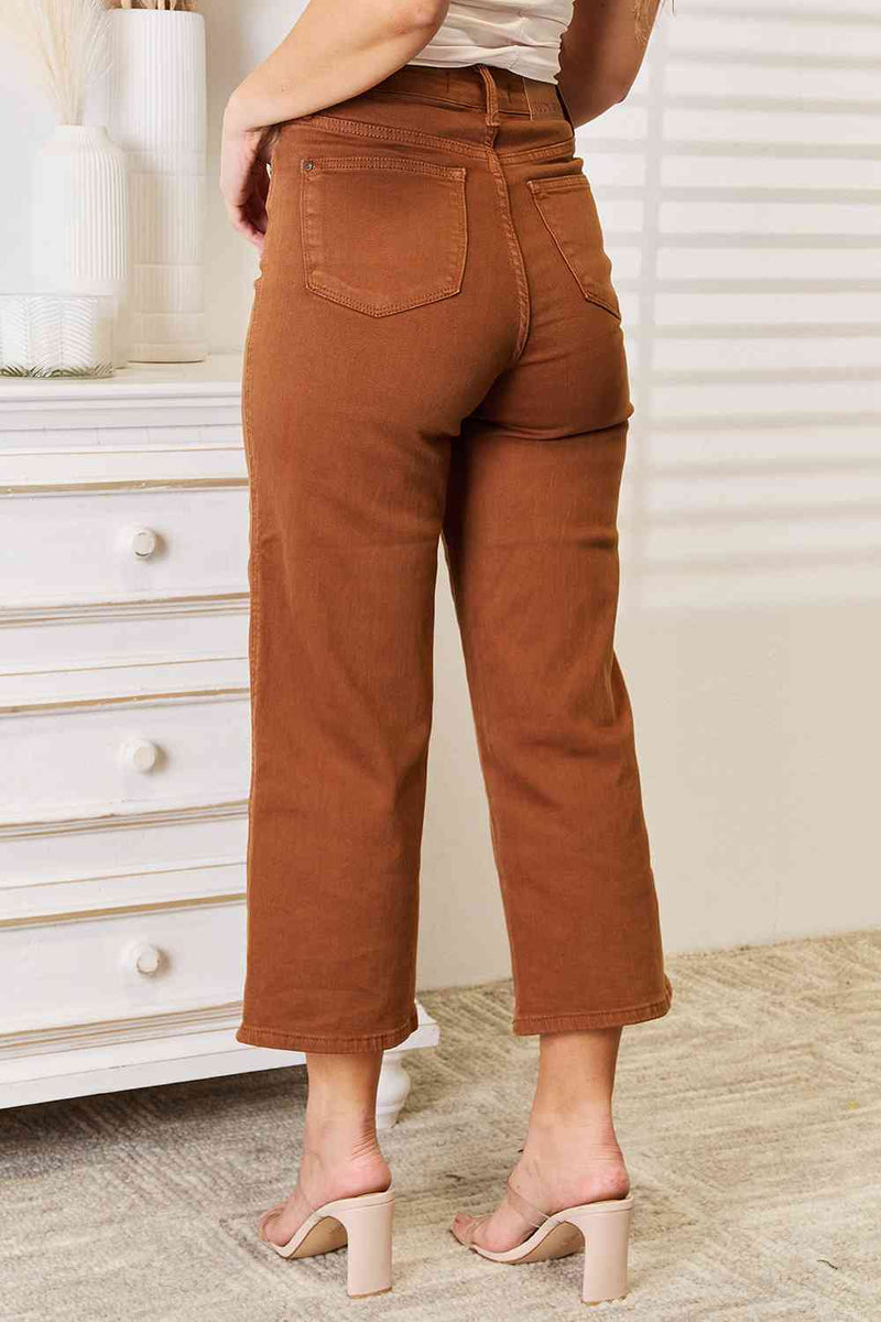 Judy Blue Straight Leg Cropped Jeans in Camel