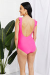 Marina West Swim Ruffle Faux Wrap One-Piece in Pink
