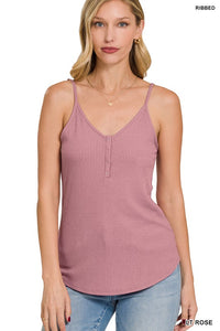 Ribbed Snap Button Cami Top STEAL